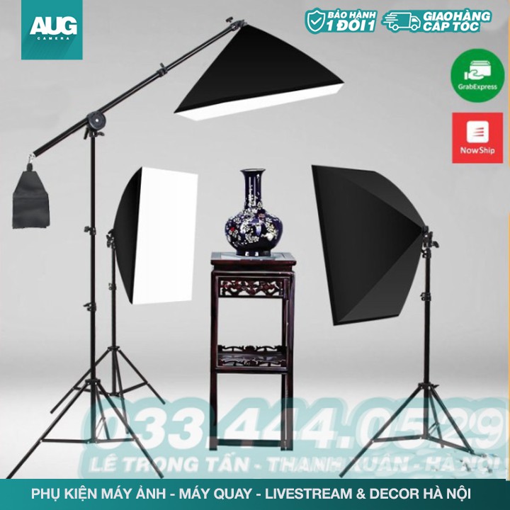 Đèn Chụp Ảnh Sản Phẩm, Bộ Đèn Studio, quay phim, Livestream chuyên nghiệp, chân đèn cao 2m kèm Softbox 50x70cm