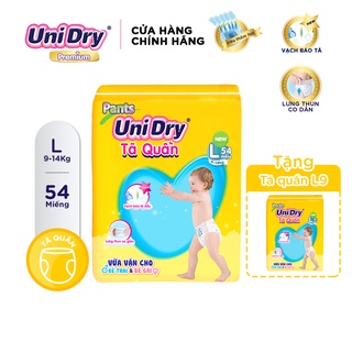 (Tặng 1 gói tã quần size L9) Tã quần Unidry gói Jumbo size L (54 miếng)