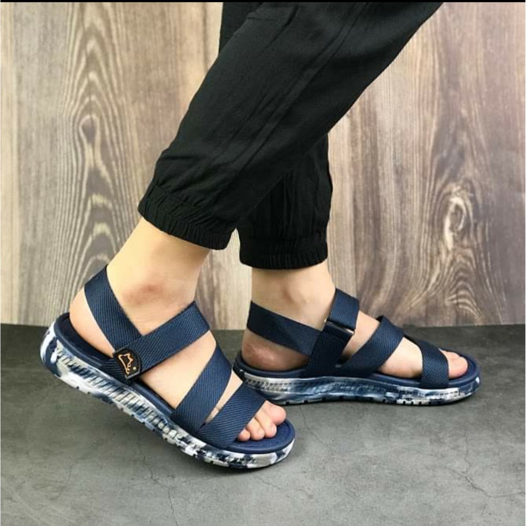 Giày sandal nam nữ FACOTA camo xanh navy quai dù, đi học [Freeship]