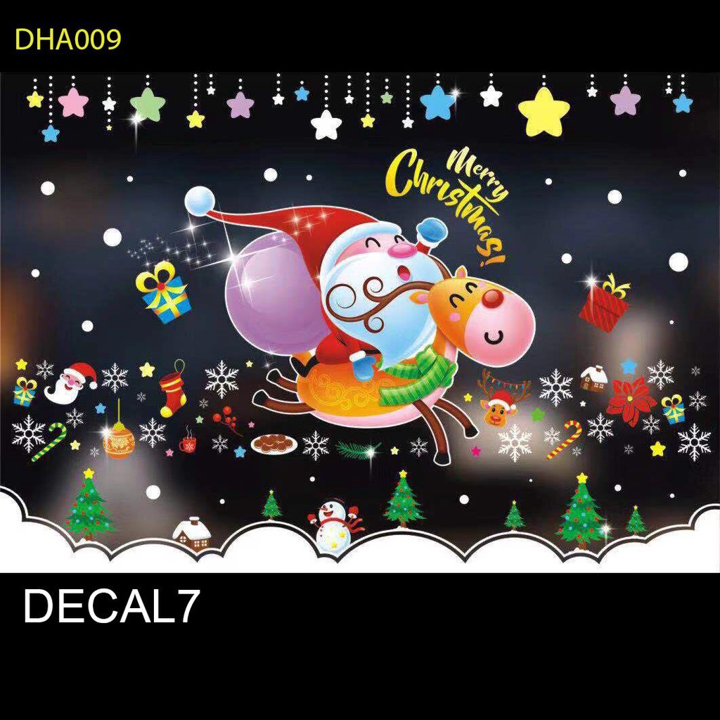 Decal trang trí giáng sinh dán cửa kính hình cây thông ông già noel TUNG HOME DECOR GS2022