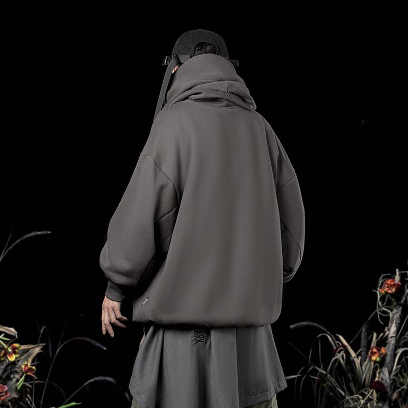 Áo Hoodie Cổ Cao Thêu Hình Phong Cách hip hop Thời Trang Thu Đông Cho Nam