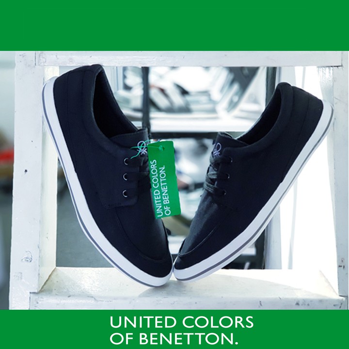 [RẺ VÔ ĐỊCH] Giày Sneakers Canvas Nam Buộc Dây Xuất Đức/ United Colors of Benetton Black/ VNXK Sr7