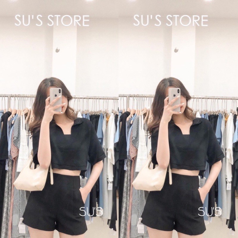 [Rẻ Vô Địch] Áo Thun Croptop Cổ V , Dáng Ôm Freesize <56kg, Chất Thun Gân Co Giãn, Hàng Chuẩn Đẹp