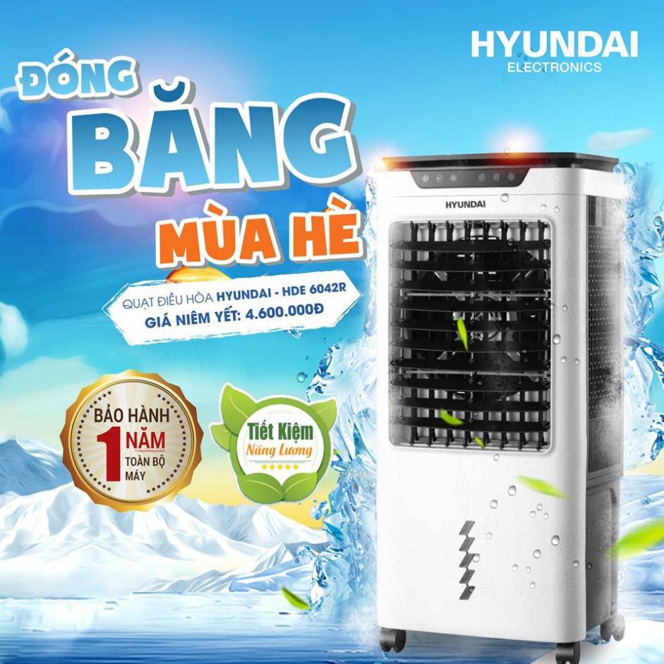 Quạt hơi nước, Quạt Điều Hòa có điều cơ  HYUNDAI 42L HDE 6042, bảo hành 12 tháng, lỗi đổi mới trong 15 ngày.