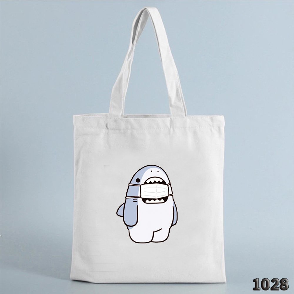 Túi Tote Vải Canvas Giá Rẻ Có Khóa Miệng 514 1028 Cá Mập Shark Hàng May Công Ty Chuẩn Đẹp