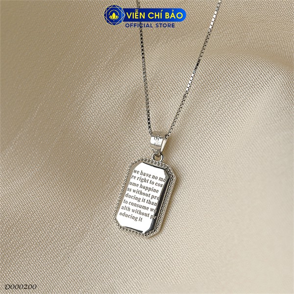 Dây chuyền bạc nữ đá đen chữ nhật chất liệu bạc 925 thời trang phụ kiện trang sức nữ Viễn Chí Bảo D000200
