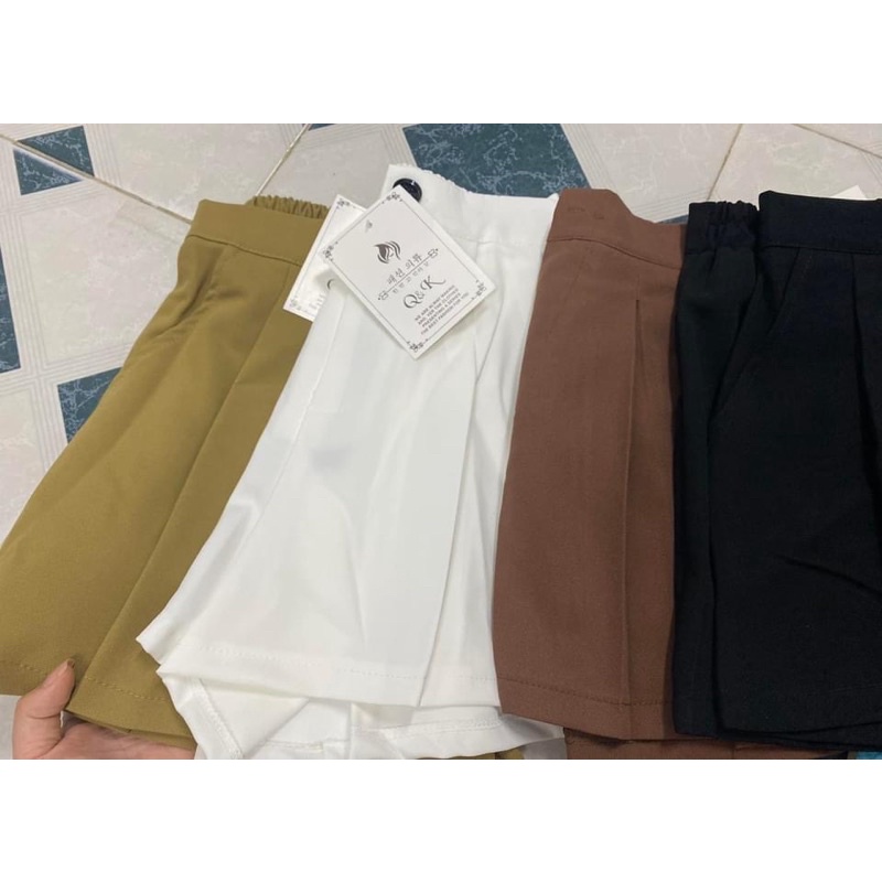 Quần sooc ống rộng xếp ly chun sau basic - Quần sôc giả váy siêu dễ mix đồ xinh xắn Vintage