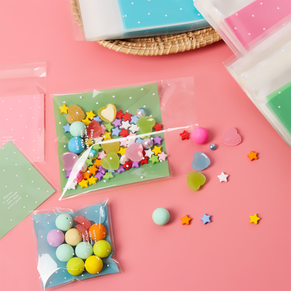 Bộ 100 Túi Đựng Bánh Quy Họa Tiết Chấm Bi Cho Tiệc Cưới/ Năm Mới