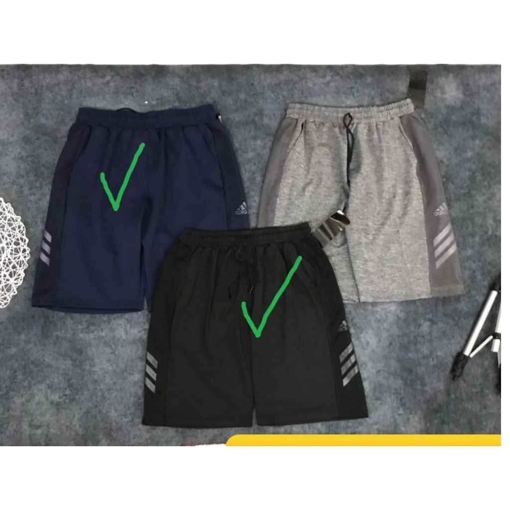 Quần short đùi ngắn phối lưới 3 vạch a.di.d.as thể thao nam tập gym xuất khẩu cao cấp