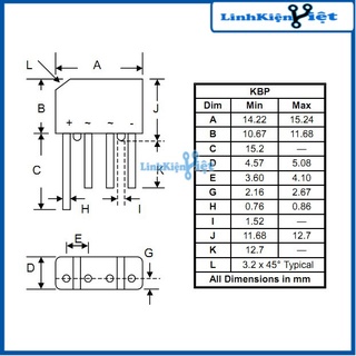 Diode Cầu 2A Dẹt ( KBP206 2A 600)