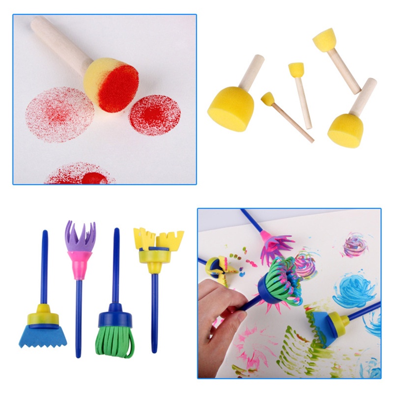 Set 26 Cọ Xốp Vẽ Tranh Bằng Nhựa PVC Kèm Túi Đựng Cho Bé