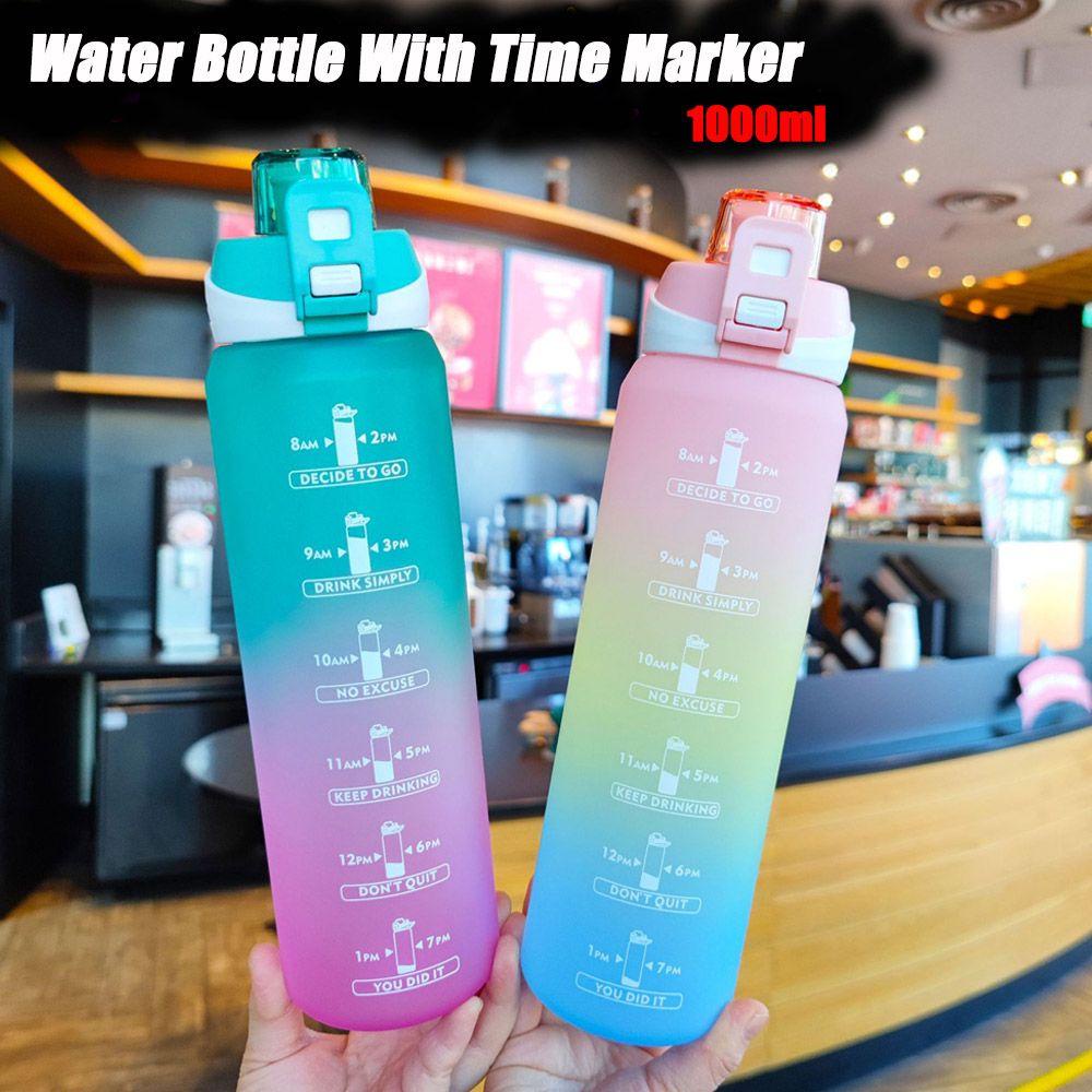 LAKAMIER Bình Nước Đánh Dấu Thời Gian Màu Gradient Cầu Vồng Sức Chứa Lớn