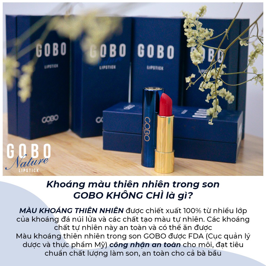 Son không chì Cocayhoala son thiên nhiên Gobo Nature matte 4.5g(4 màu mới) an toàn lành tính cho cả mẹ bầu mẹ sau sinh | BigBuy360 - bigbuy360.vn