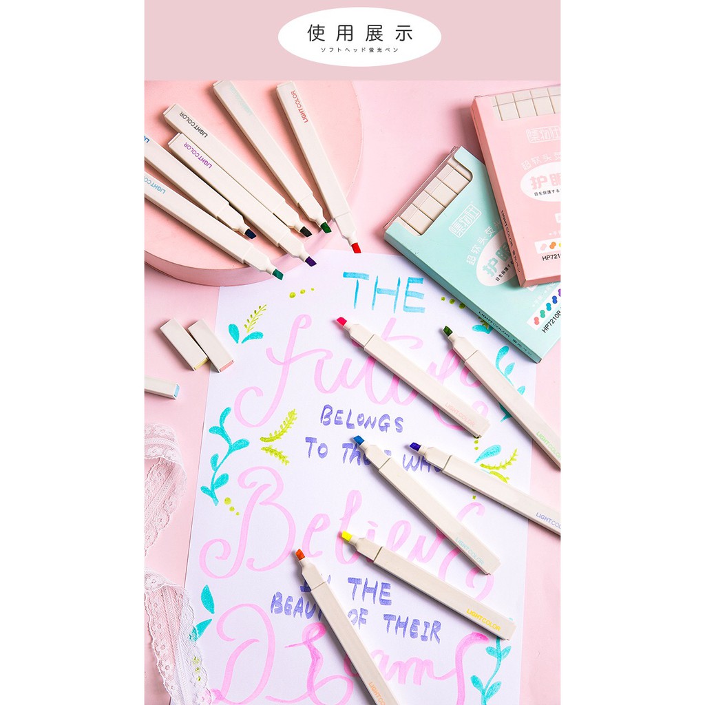 Set 6 Bút Dạ Đánh Dấu Nhiều Màu Tiện Lợi