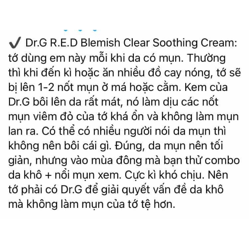 (Bill Sẵn) Kem dưỡng da Dr.G Red Blemish Clear Soothing Cream Dr g