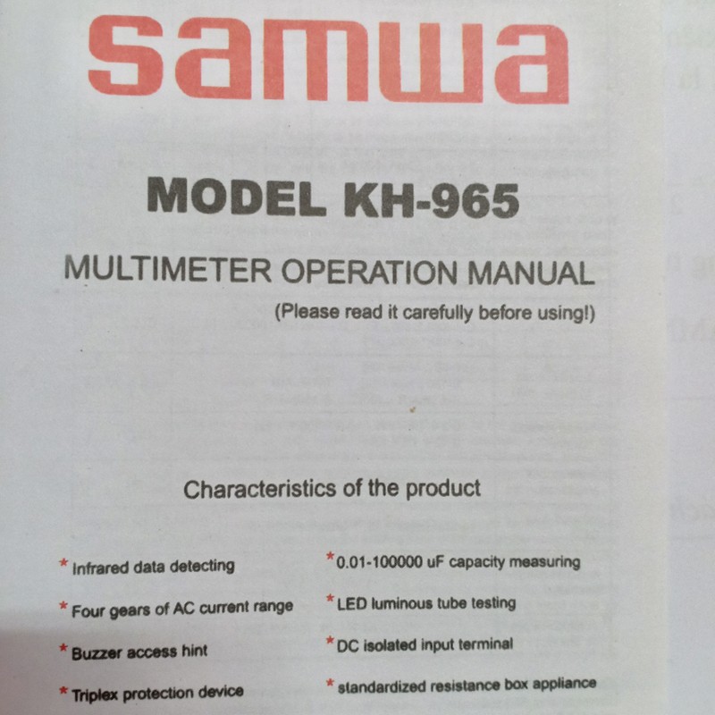 Đồng hồ vạn năng kim KH-965 SAMWA kèm đủ PIN