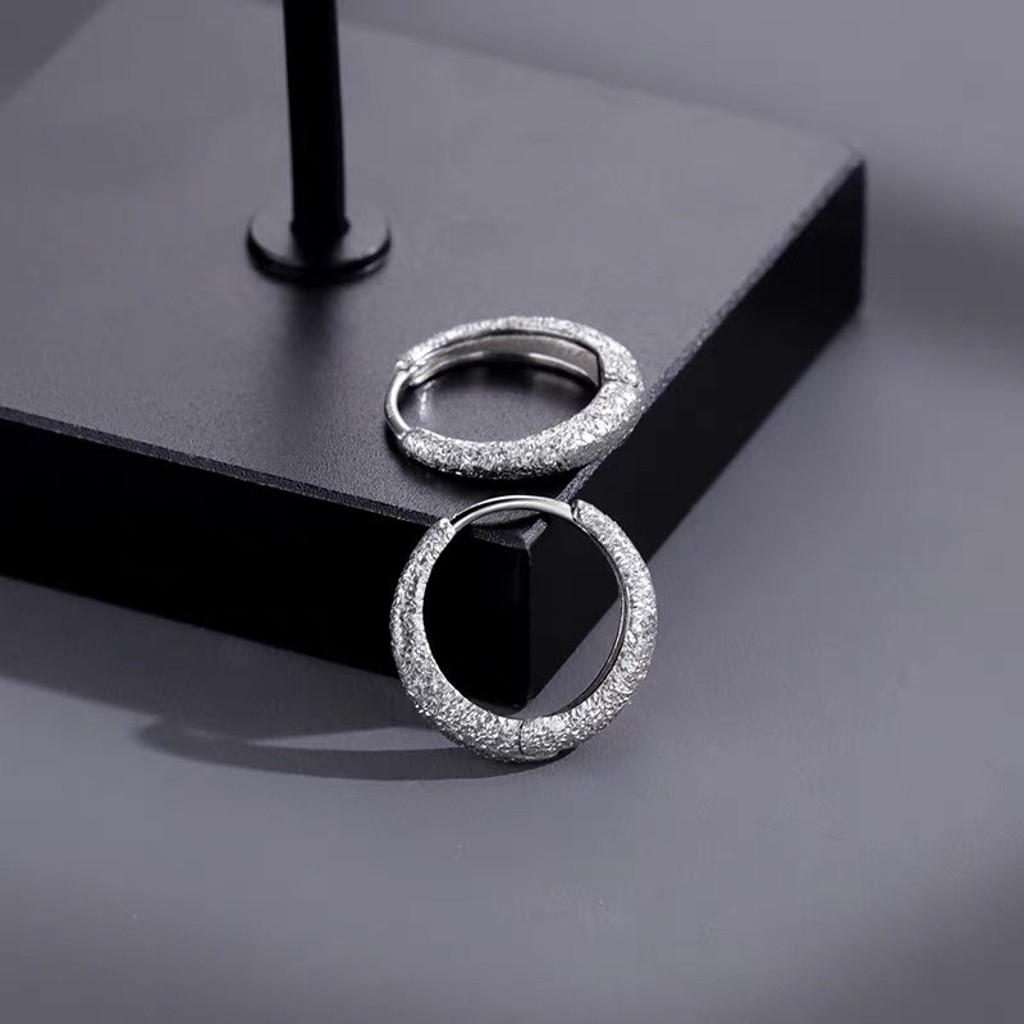 Bông tai, Khuyên tai nam nữ dáng tròn sần phong cách cổ điển sang trọng, Cá tính, Unisex, 1 Chiếc