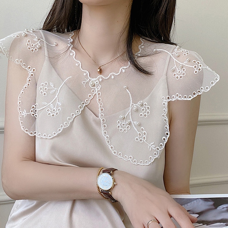 Vòng Cổ Thêu Đính Ngọc Trai Giả Phong Cách Hanfu Cổ Điển