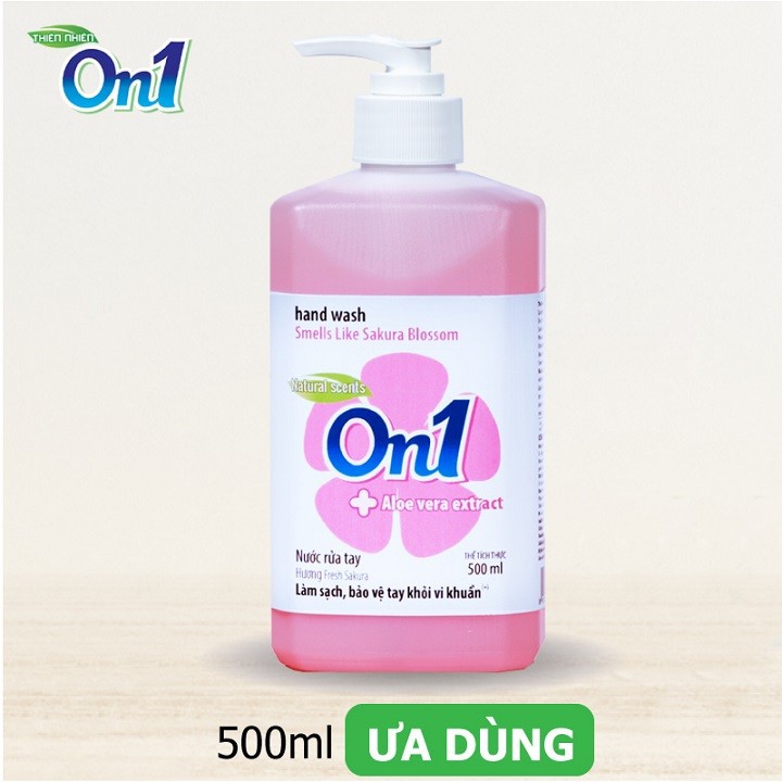 Combo 2 chai Nước rửa tay sạch khuẩn On1 500ml hương Fresh Sakura và Lotus Rice