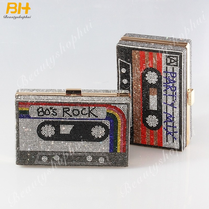 Ví Cầm Tay Đính Kim Cương Giả Phong Cách Âu Mỹ Retro Mới Cho Nữ Dự Tiệc