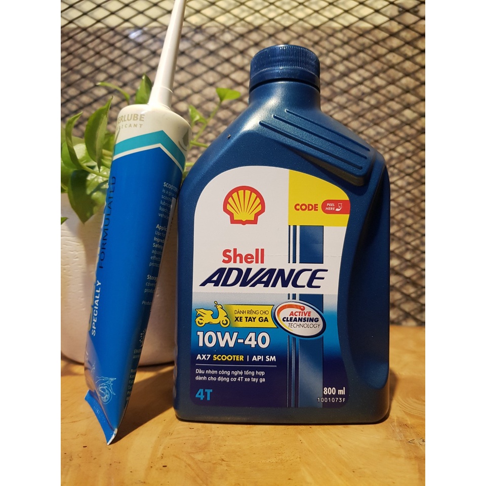 [COMBO GIÁ HẤP DẪN] Nhớt shell AX7 Scooter 10W40 0.8L, Nhớt xe ga shell AX7 VÀ  nhớt hộp số CVT