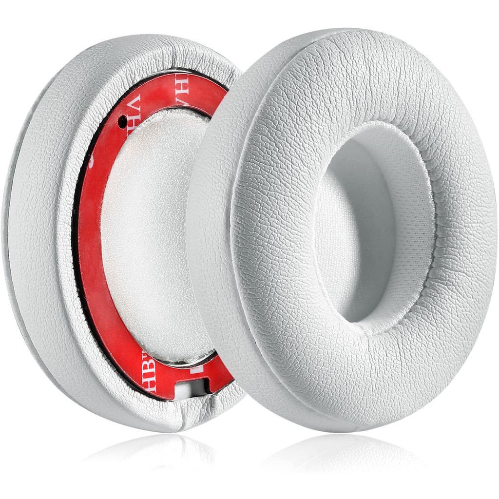 Solo 2/3 Wireless Earpads - Replacement Protein Leather & Memory Foam Ear Cushion Cover for Beats Solo2/3 Wireless On Ear by Dr. Dre Headphones ONLY (NOT FIT Solo 2 Wired) - White