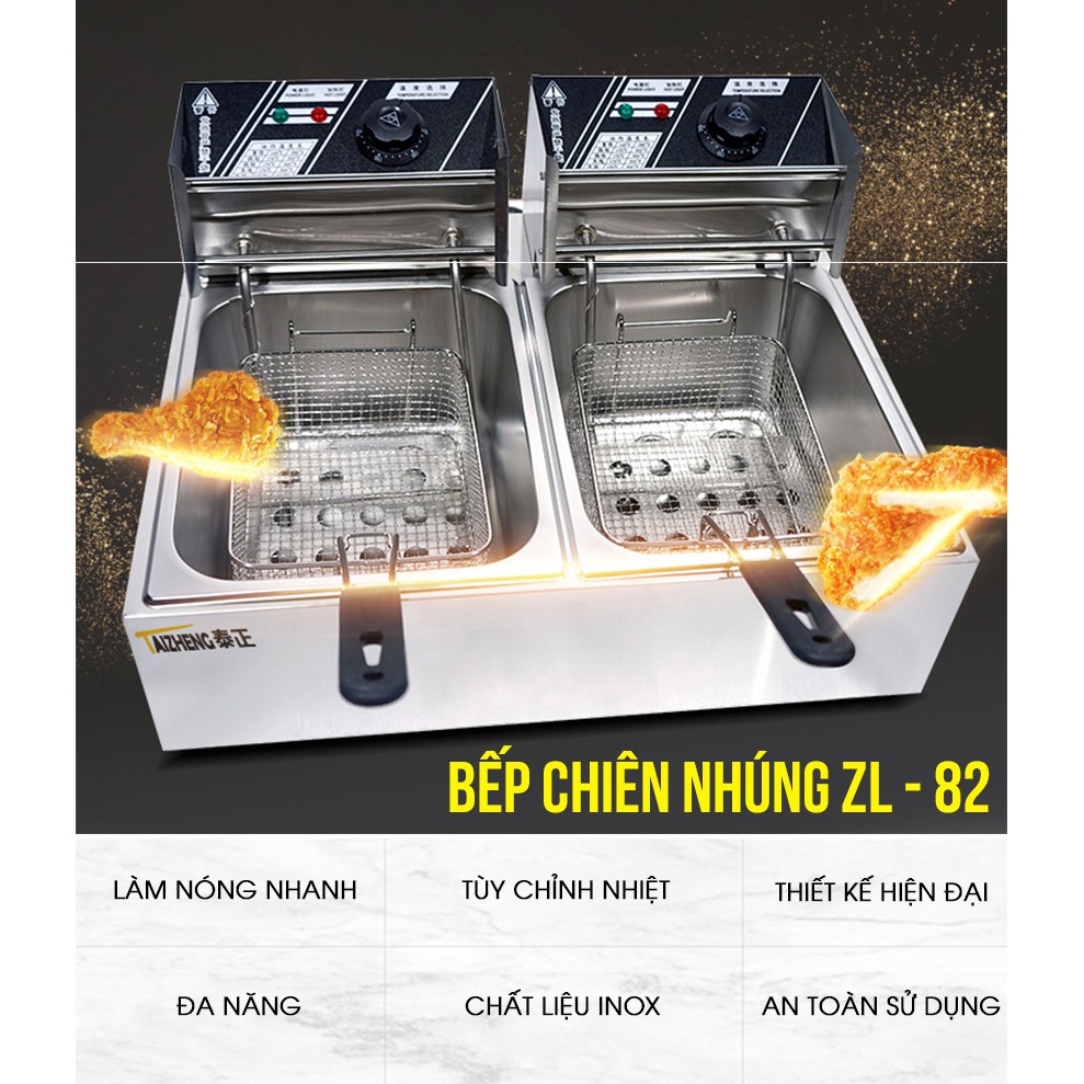 ⚡ Ưu đãi mùa dịch⚡Bếp chiên, bếp nhúng đôi công nghiệp cao cấp ZL 82 NEWSUN, dung tích 11L - Bảo hành 12 tháng