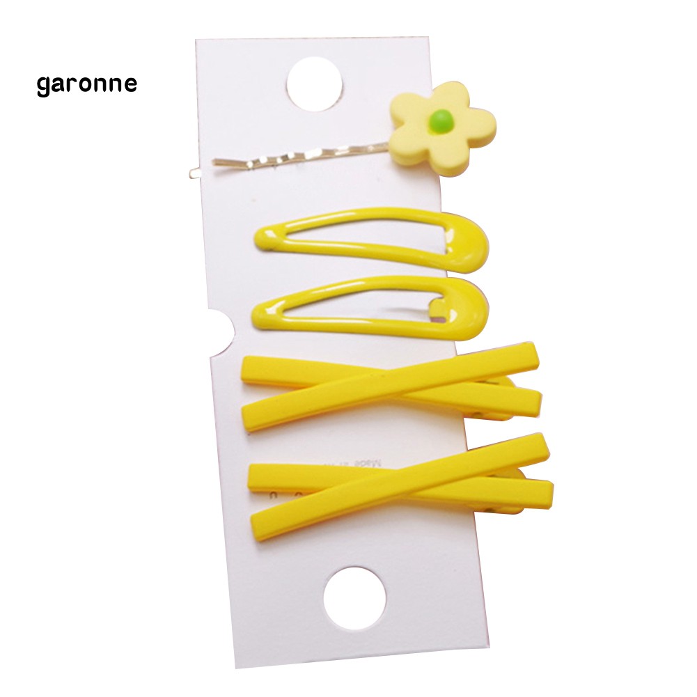 GA_7Pcs/Set Women Flower Cross Frosted Side Hair Clip Hairpin Barrette Bobby Pin