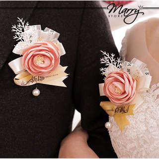Bộ 02 Trâm Cài Áo Hình Bông Hoa Trong Tiệc Cưới, Lễ Thành Hôn, Ăn Hỏi Cho Cô Dâu Chú Rể MARRYSTORE