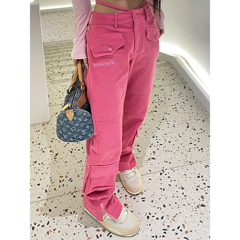 ✒☄Quần Yếm Dáng Suông Rộng Xẻ Tà Lưng Cao Phong Cách Thời Trang Xuân Thu Dành Cho Nữ 2022