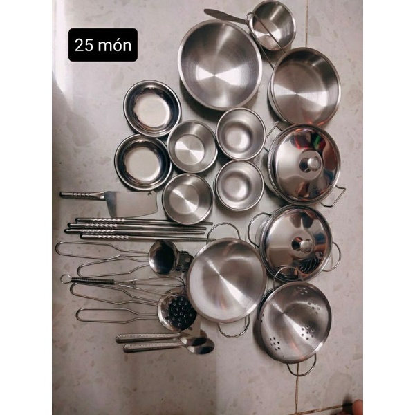 Bộ đồ chơi nấu ăn bằng inox cho bé 16/25/32/40 món