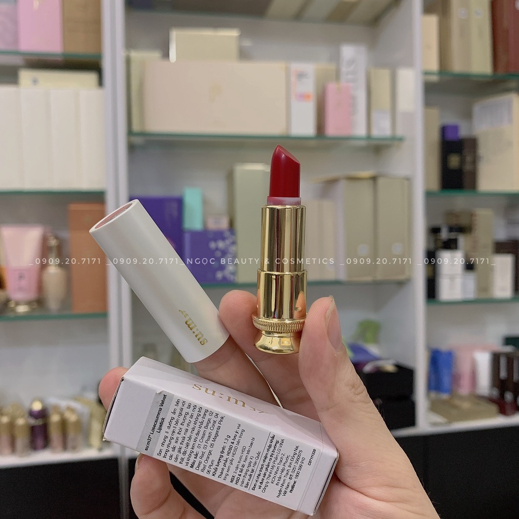 Son nhung lì dưỡng ẩm hoàng kim Su:m37 Losec Summa Velvet Lipstick 1.3g (#02 Deep Red)