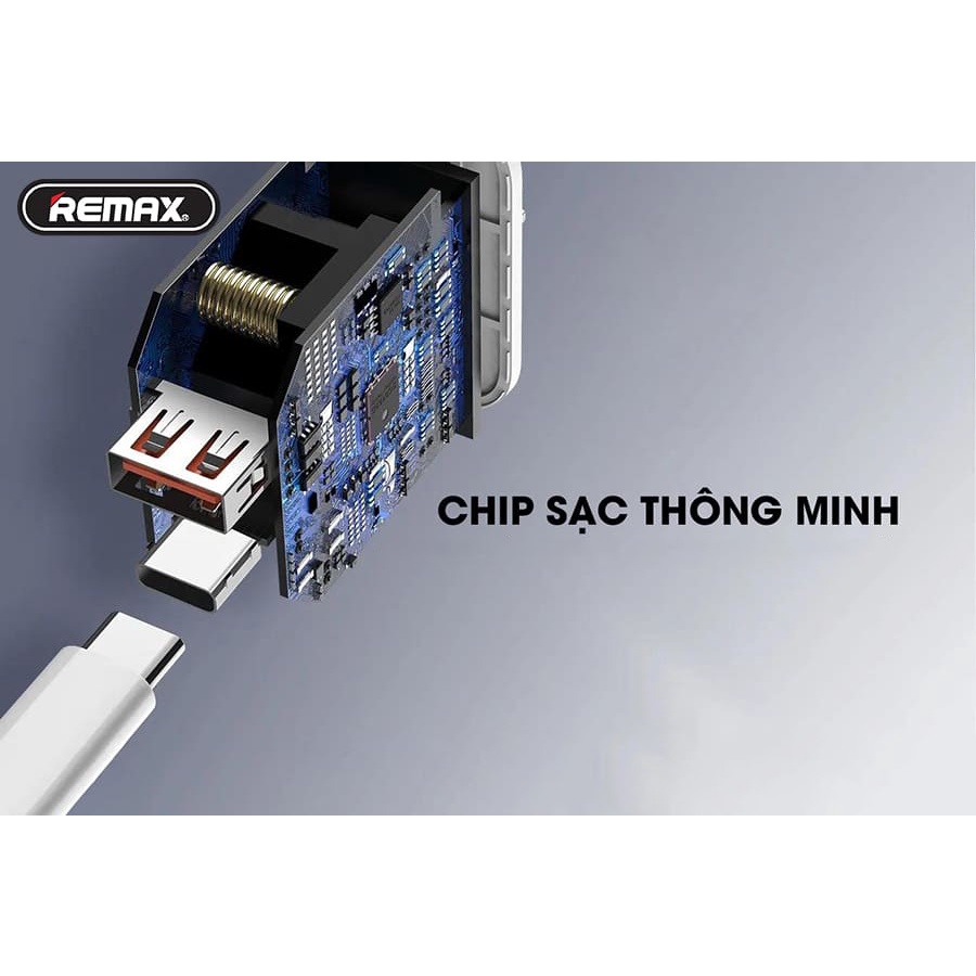 Cốc sạc nhanh / Bộ sạc TypeC to Lightning hỗ trợ QC3.0 và PD18W Remax RP-U37 chân tròn chuẩn EU (Trắng)