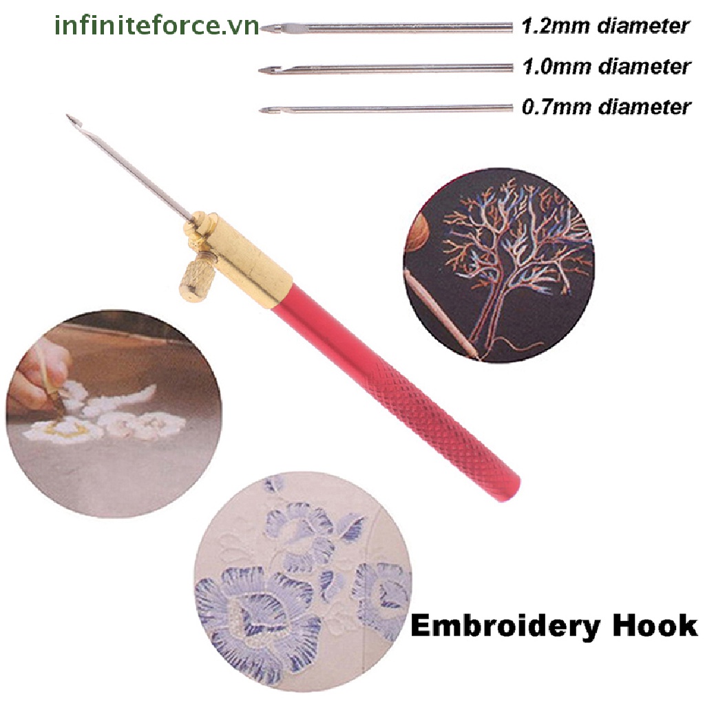 Dụng Cụ Đan Móc Tambour Với 3 Móc Kiểu Pháp