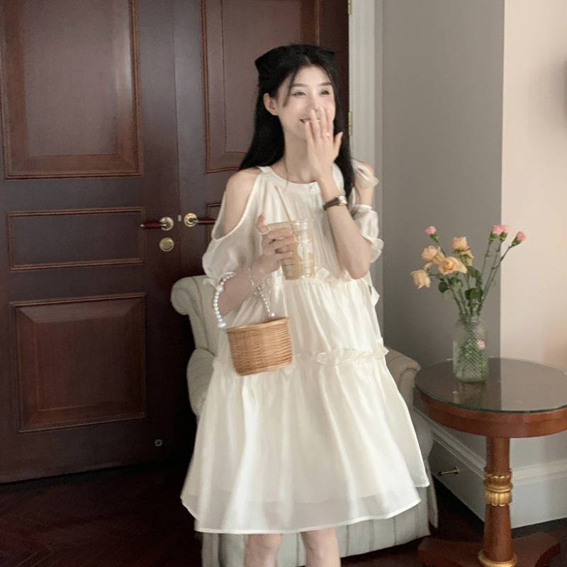 Váy babydoll Đầm Trễ Vai Phong Cách Pháp Thời Trang Mùa Hè 2022 Mới Cho Nữ