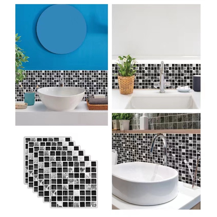Giấy Dán Tường Tự Dính Bằng Pvc Họa Tiết Gạch 3d Chống Thấm Nước Trang Trí Nhà Bếp / Phòng Tắm