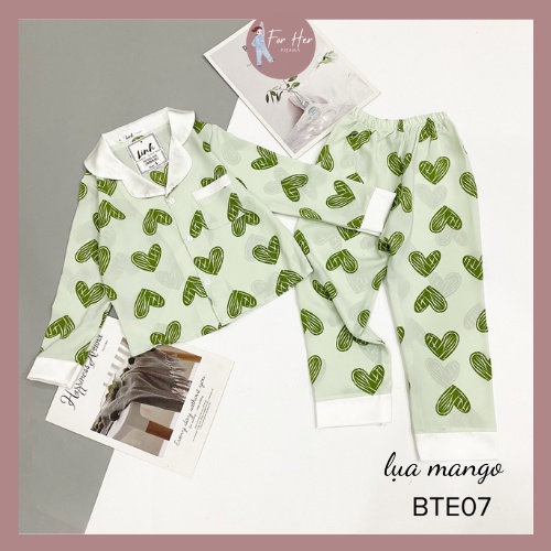 Bộ Đồ Ngủ Pijama Bé Trai Bé Gái Set Quần Áo Trẻ Em Mặc Nhà Lụa Mango Nhiều Màu Dài Tay 10-32kg