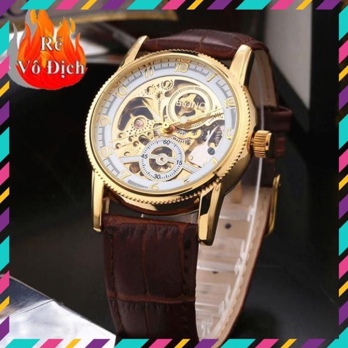 Đồng Hồ Nam Cơ Lộ Máy BYINO Dây Da Bò Cao Cấp