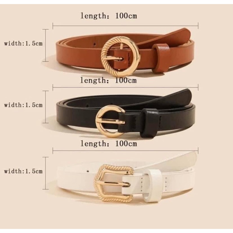 Set 3 chiếc thắt lưng da nữ có đục sẵn lỗ
