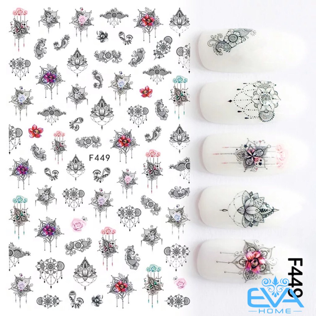 Miếng Dán Móng Tay 3D Nail Sticker Tráng Trí Hoa Văn Hoạ Tiết Bông Hoa F449