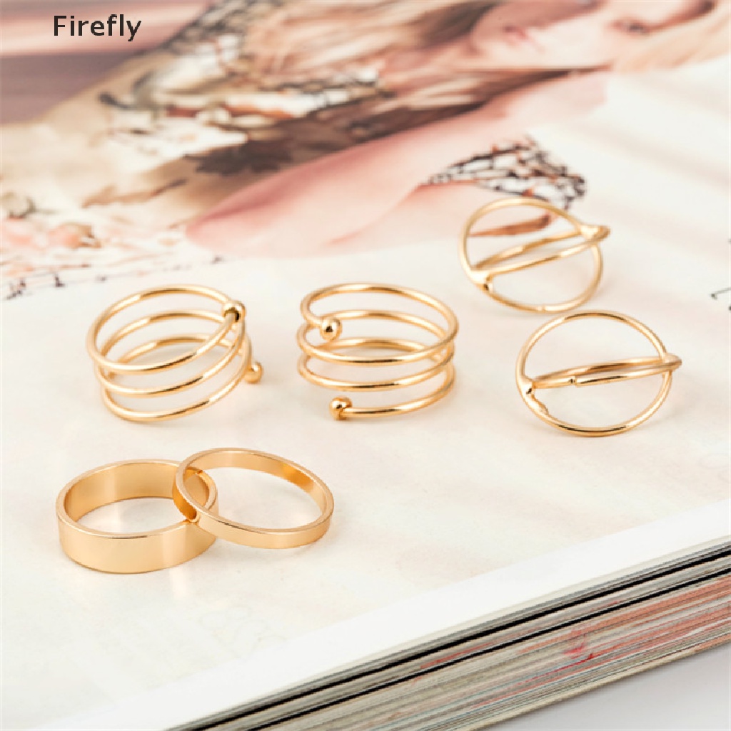 Set 6 Nhẫn Hợp Kim Thiết Kế Độc Đáo Thời Trang