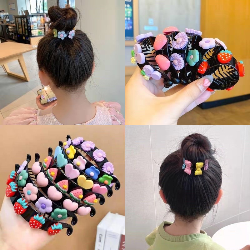Kẹp tóc đuôi ngựa đính charm cho bé gái phong cách hàn quốc
