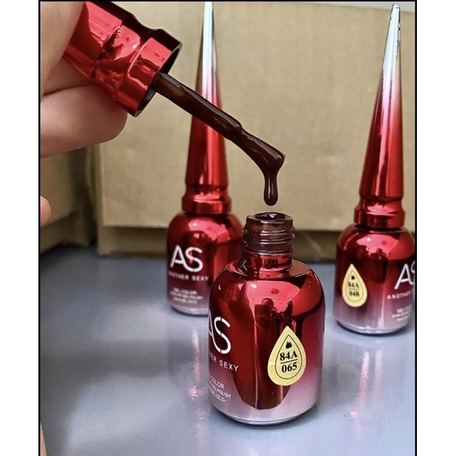 Sơn gel AS sơn móng tay gel màu đỏ mận xanh lá xanh rêu chai 15ml bảng A