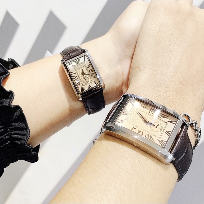 Đồng hồ cặp Emporio Armani cực chất, dial vàng vintage sang trọng .