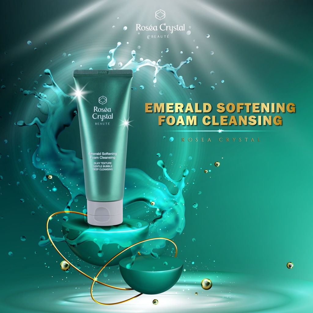 Sữa rửa mặt làm mềm da và sạch sâu Rosea Crystal Emerald Softening Foam Cleansing 120ml