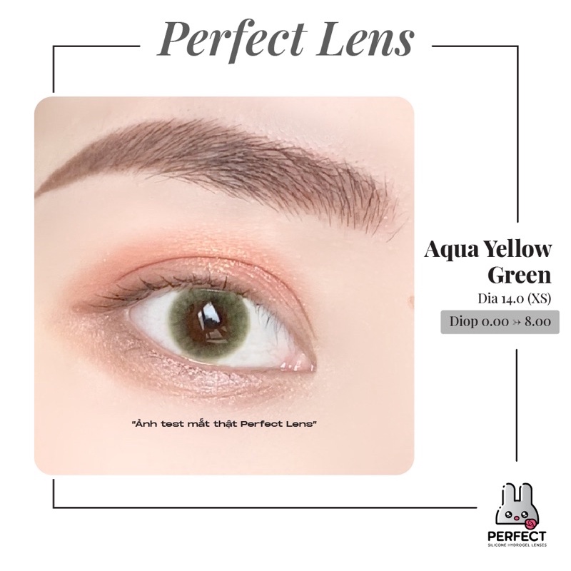 Lens ẢNH MẮT THẬT , Kính Áp Tròng AQUA YELLOW GREEN Có Độ Cận và Không Độ , DIA 14.0 XS , Dành Cho Mắt Nhạy Cảm Giá Sale