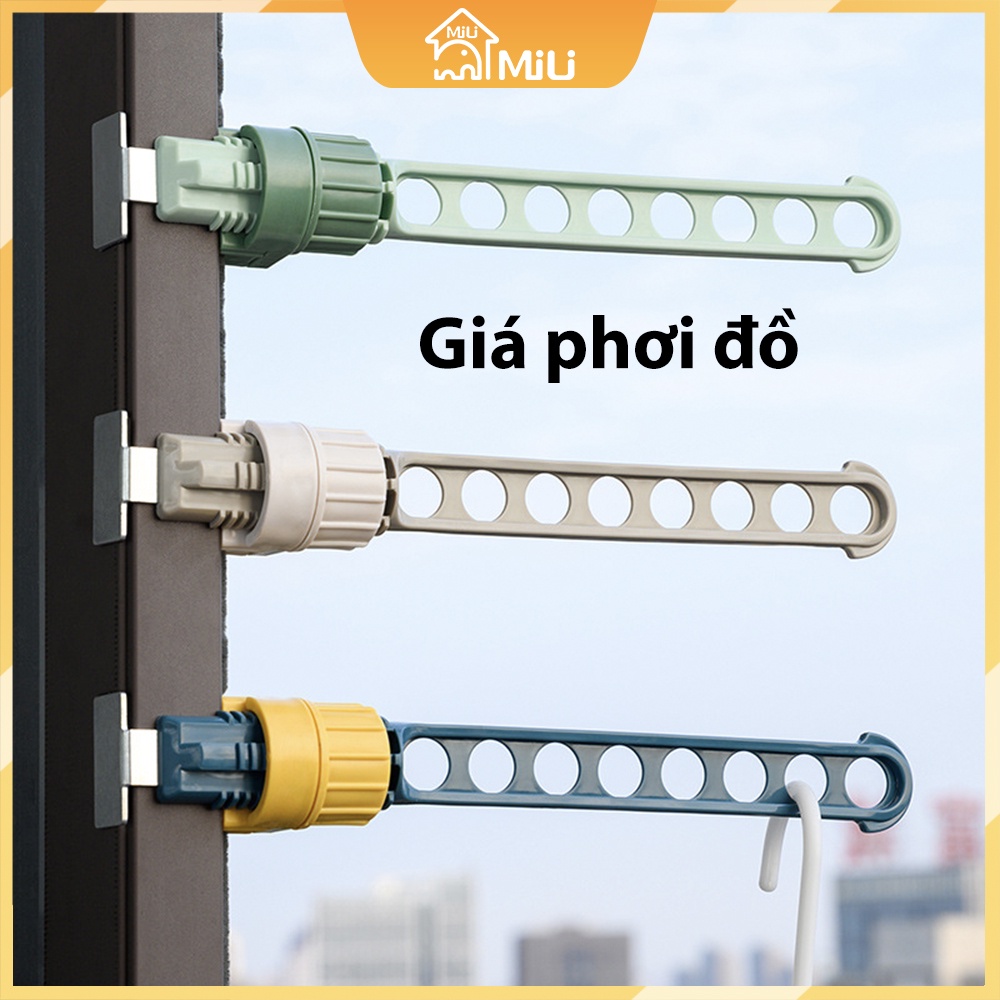 MILI🌈 Máy treo quần áo bằng thép không gỉ (8 lỗ) loại treo siêu chịu lực có thể thu vào lắp đặt thuận tiện ban công cửa sổ máy sấy quần áo du lịch giá treo quần áo di động