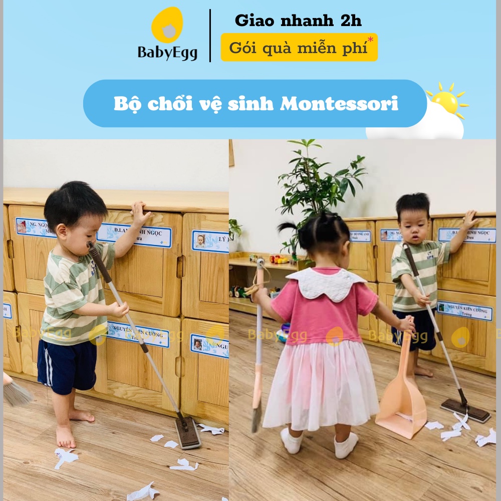 Bộ chổi vệ sinh cây lau nhà mini cho bé Montessori trẻ em nhỏ bé trai bé gái đồ chơi cho bé 1 2 3 4 5 6 tuổi  babyegg