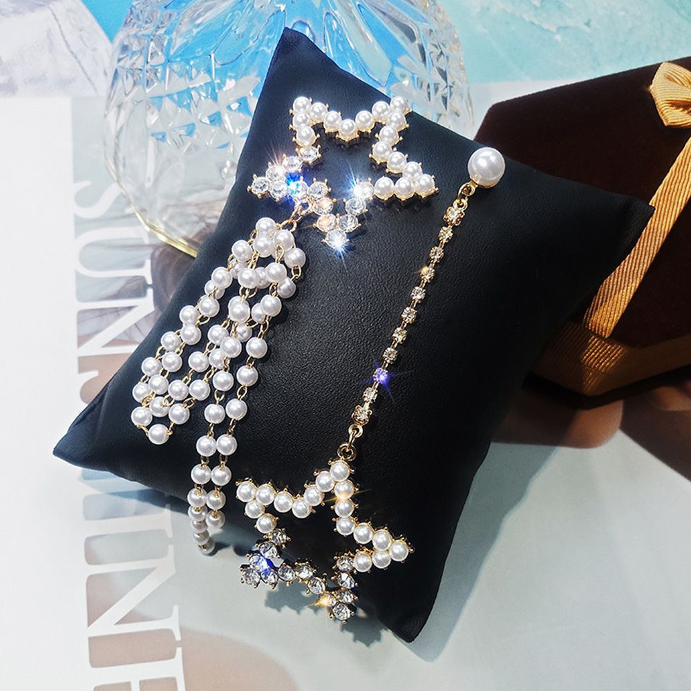 Khuyên tai ngôi sao đính hạt giả ngọc trai