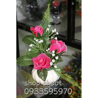 LỌ HOA HỒNG VOAN 3 BÔNG MINI RẤT ĐÁNG YÊU